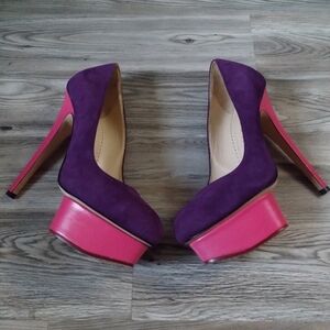 Charlotte Olympia Purple Pink Platform Pumps Heels size 35 US 5